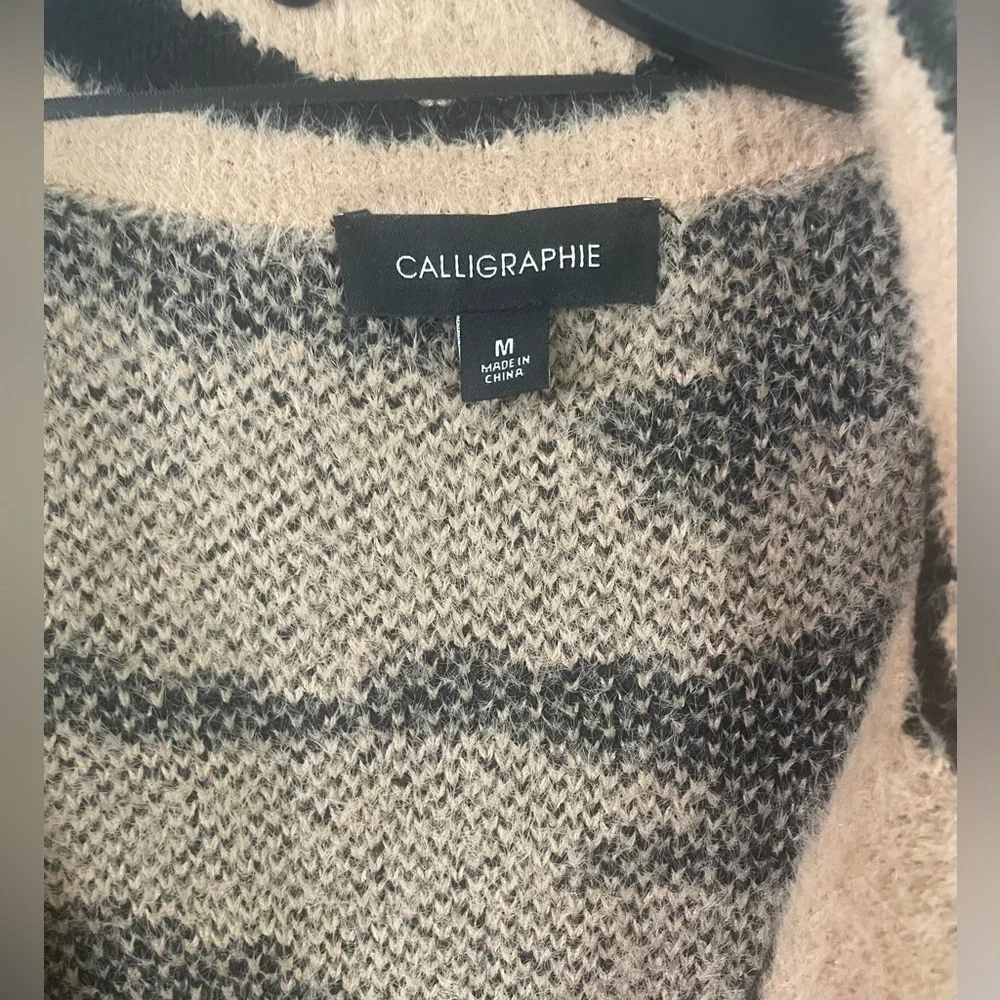 Calligraphie Tiger Stripe Single Button Overcoat Cardigan Size Medium - Picture 3 of 6